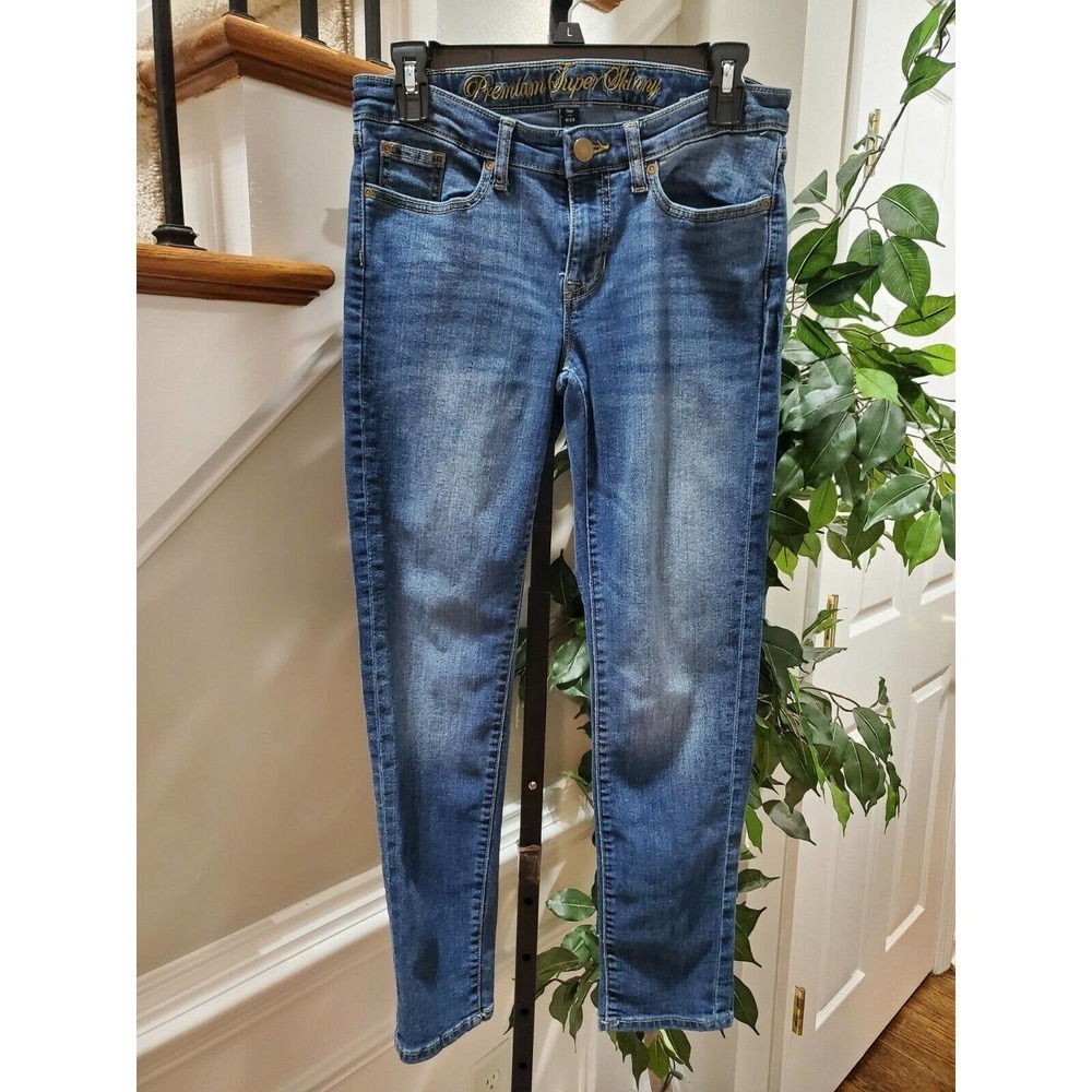 Gap Women's Solid Blue Denim Cotton Mid Rise Skinny Legs Jeans Pant Size 8/29